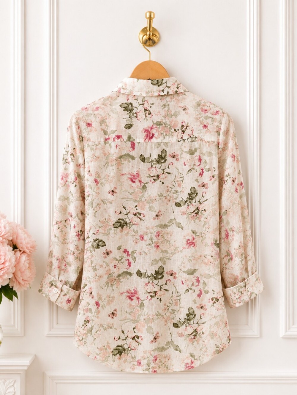 Croft & Barrow 100% Cotton Floral Button Down Blouse Size Small - Picture 7 of 11